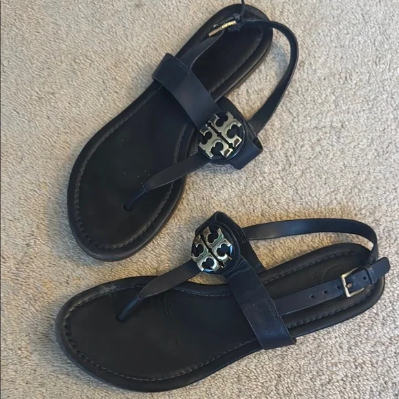 Black Sandals with Gold Accents - Picture 4 of 4